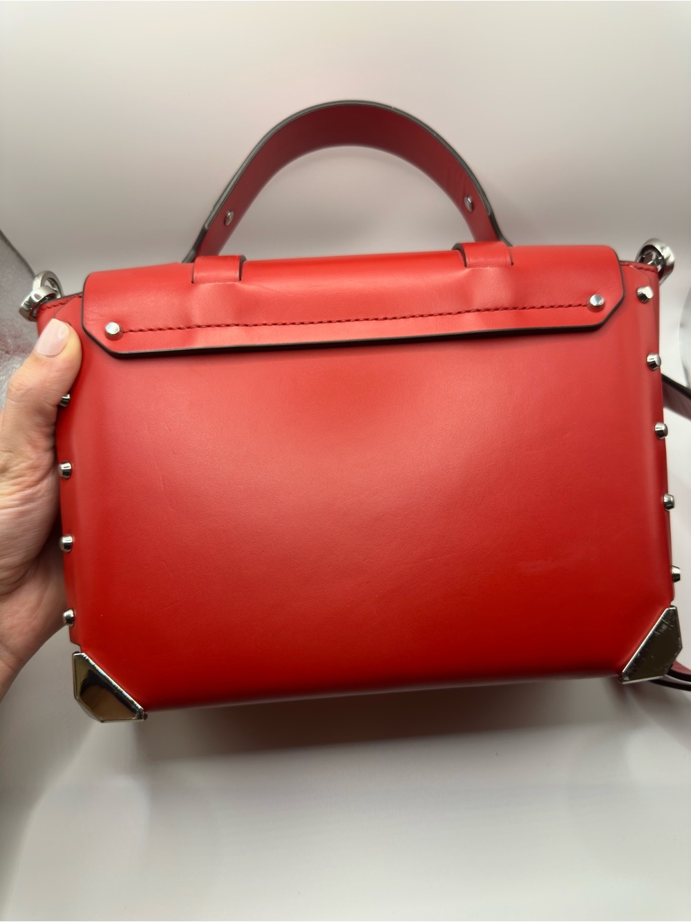 Michael Kors Red Leather Structured Satchel with Silver Hardware - Picture 6 of 11